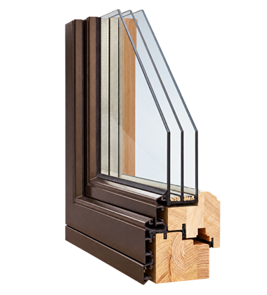 Coupe d’angle de la fenêtre Bronze en bois-aluminium