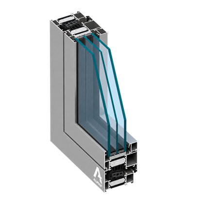 Coupe d’angle de la fenêtre Aluprof MB-86N en aluminium
