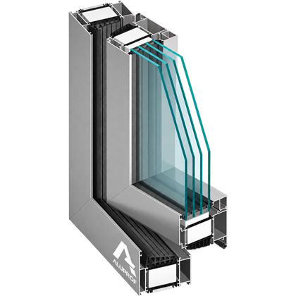 Coupe d’angle de la fenêtre Aluprof MB-104 en aluminium