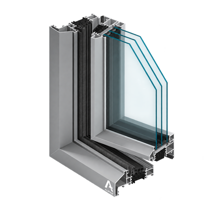 Coupe d’angle de la fenêtre Aluprof Ferroline en aluminium