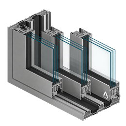 Schnitt der Aluminium-Schiebetür MB-77 HS