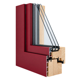 Sharp-edge wood-aluminium window