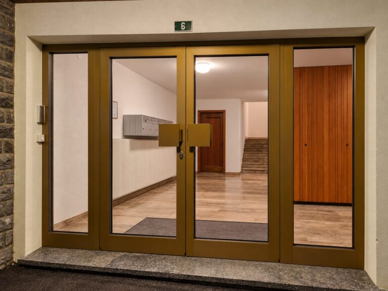 Fenêtres et façades en aluminium posées par Brahoni, Entrée en aluminium