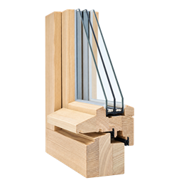 Heritage wooden window in section