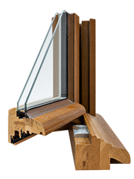 Wooden window with putty glazing, weatherboard