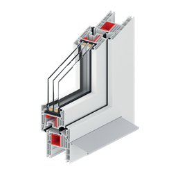 Section of the PVC window